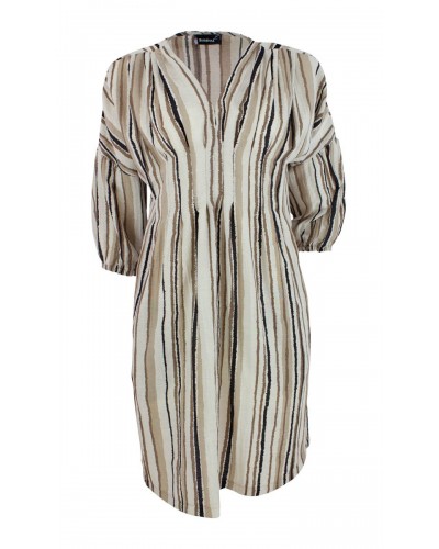 Bohème Stripe Dress Sh. V-Neck