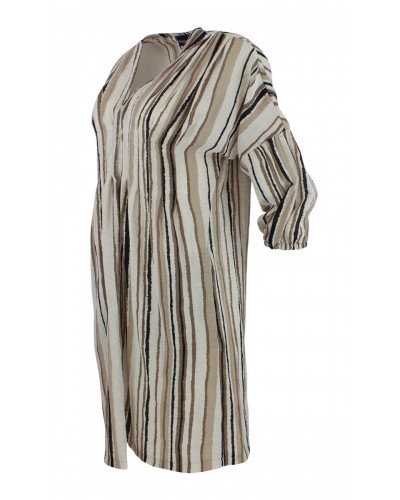 Bohème Stripe Dress Sh. V-Neck