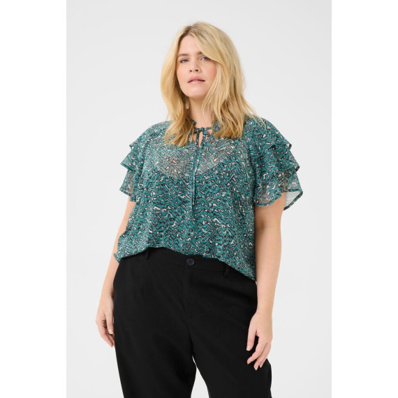 Kaffe Cbelia Blouse Teal/Black/White