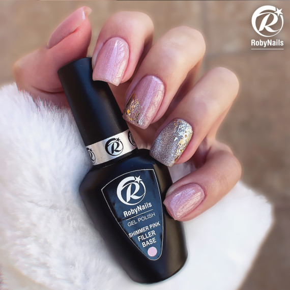 RobyNails Gel Polish Shimmer Pink Filler Base