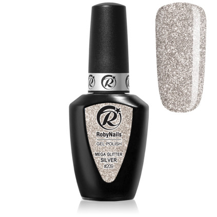 RobyNails Gel Polish Mega Glitter Silver 209