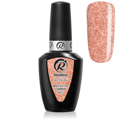 RobyNails Gel Polish Mega Glitter Copper 207
