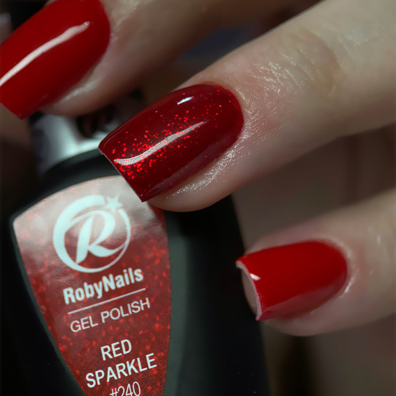 RobyNails Gel Polish Red Sparkle 240
