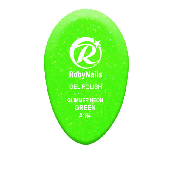 RobyNails Gel Polish Glimmer Neon Green 184