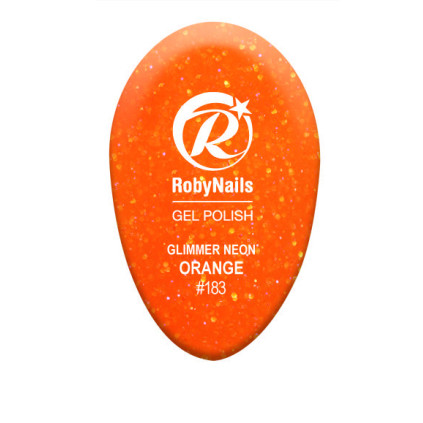 RobyNails Gel Polish Glimmer Neon Orange 183