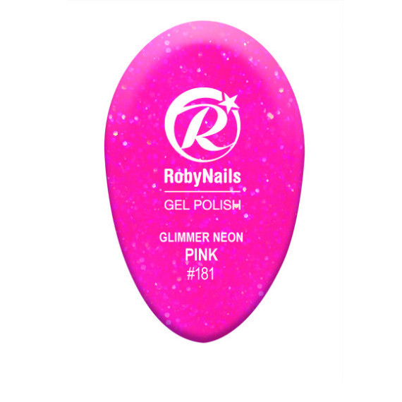 RobyNails Gel Polish Glimmer Neon Pink 181