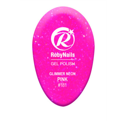 RobyNails Gel Polish Glimmer Neon Pink 181