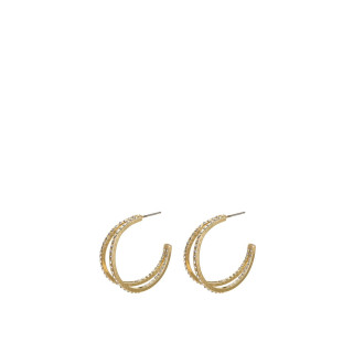 Pilgrim Fire Double Crystal Hoop Earrings Gold