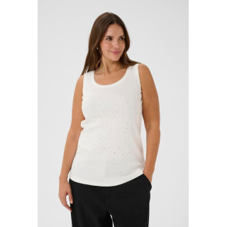 Kaffe Ccarina Rhinestone Top - Chalk