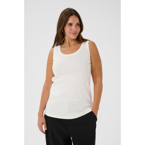 Kaffe Ccarina Rhinestone Top - Chalk
