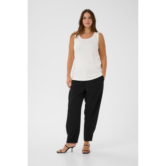 Kaffe Ccarina Rhinestone Top - Chalk