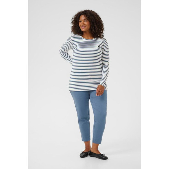Kaffe Clia T-Shirt LS- Chalk/Bering Sea