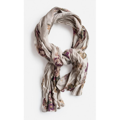 Olars Ulla Scarf Linen Natur Blomma
