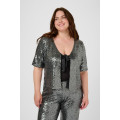 Kaffe Claurie Sequin Cardigan Dark Silver