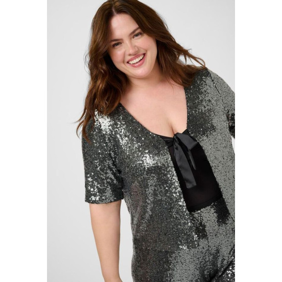 Kaffe Claurie Sequin Cardigan Dark Silver
