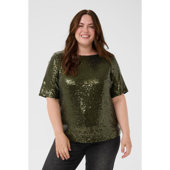 Kaffe Cmirana Sequin Blous Ivy Green
