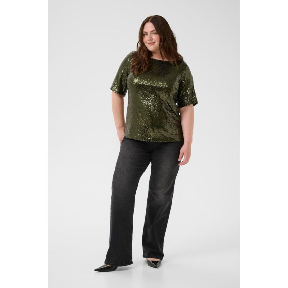 Kaffe Cmirana Sequin Blous Ivy Green