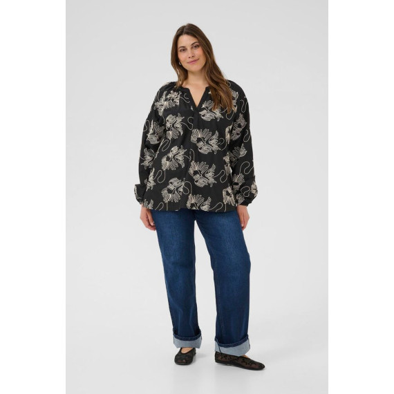 Kaffe Ckimmie Blouse Black- Chalk