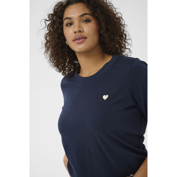 Kaffe Cart Tee Navy - Feather Heart