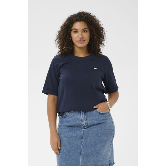 Kaffe Cart Tee Navy - Feather Heart