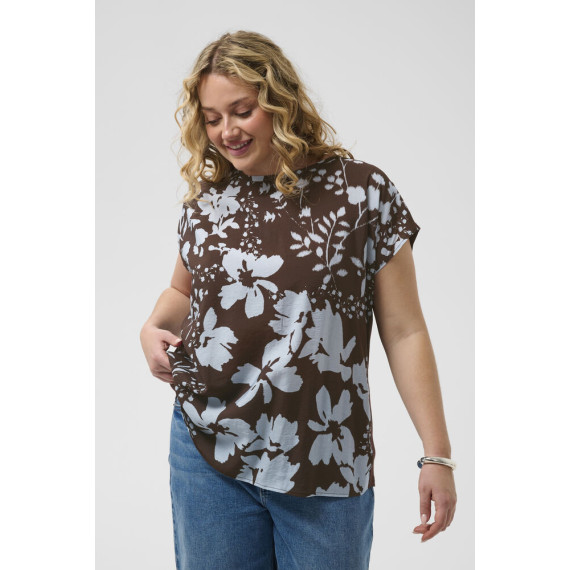 Kaffe Cmila Printed Blouse Coffee Bean/ Blue Fog