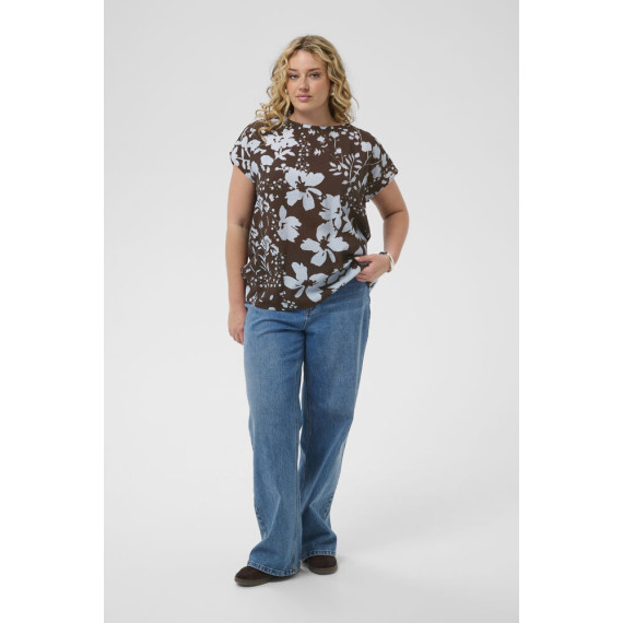Kaffe Cmila Printed Blouse Coffee Bean/ Blue Fog