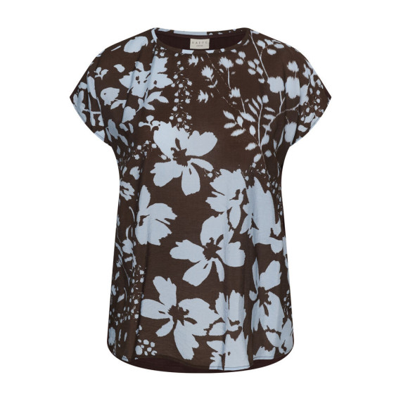 Kaffe Cmila Printed Blouse Coffee Bean/ Blue Fog