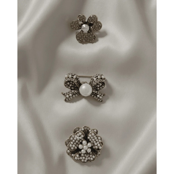 Dansk Copenhagen Tracey 3in1 Bow Pearl Brooch Set