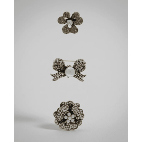 Dansk Copenhagen Tracey 3in1 Bow Pearl Brooch Set