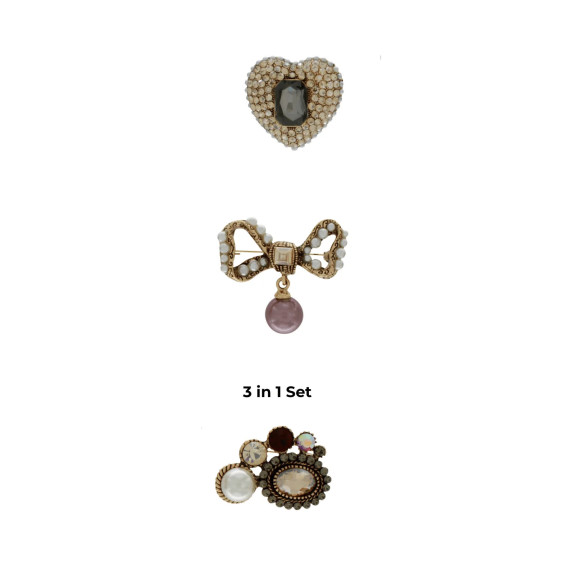 Dansk Copenhagen Tracey 3in1 Midcentury Pearl Brooch Set