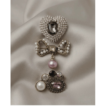 Dansk Copenhagen Tracey 3in1 Midcentury Pearl Brooch Set