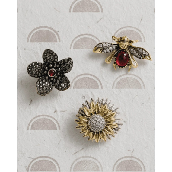 Dansk Copenhagen Tracey 3in1 bee & Flower Brooch Set
