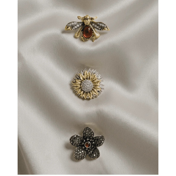 Dansk Copenhagen Tracey 3in1 bee & Flower Brooch Set