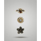 Dansk Copenhagen Tracey 3in1 bee & Flower Brooch Set