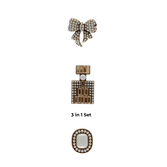 Dansk Copenhagen Tracey 3in1 Smooked Diamand & Pearl Brooch Set
