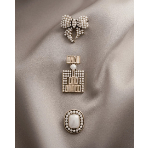 Dansk Copenhagen Tracey 3in1 Smooked Diamand & Pearl Brooch Set