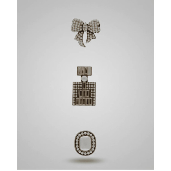 Dansk Copenhagen Tracey 3in1 Smooked Diamand & Pearl Brooch Set