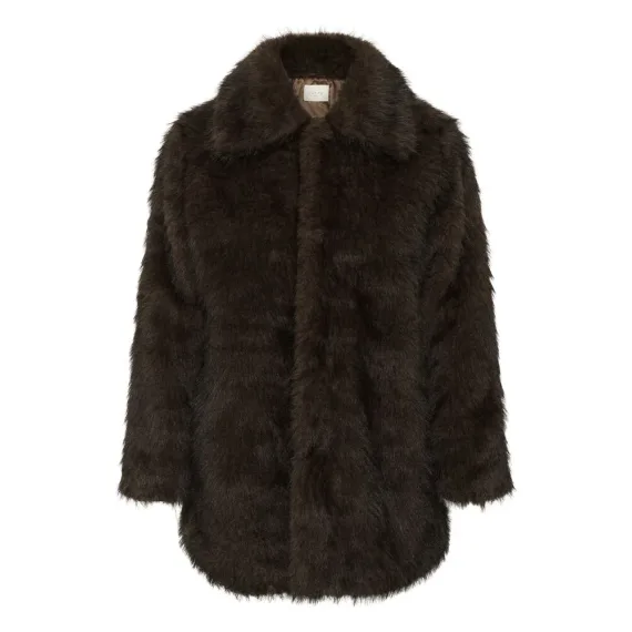 Kaffe Caurola Coat Dark Brown Fur
