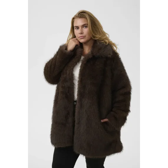 Kaffe Caurola Coat Dark Brown Fur