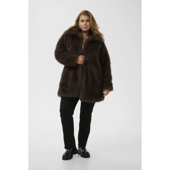 Kaffe Caurola Coat Dark Brown Fur