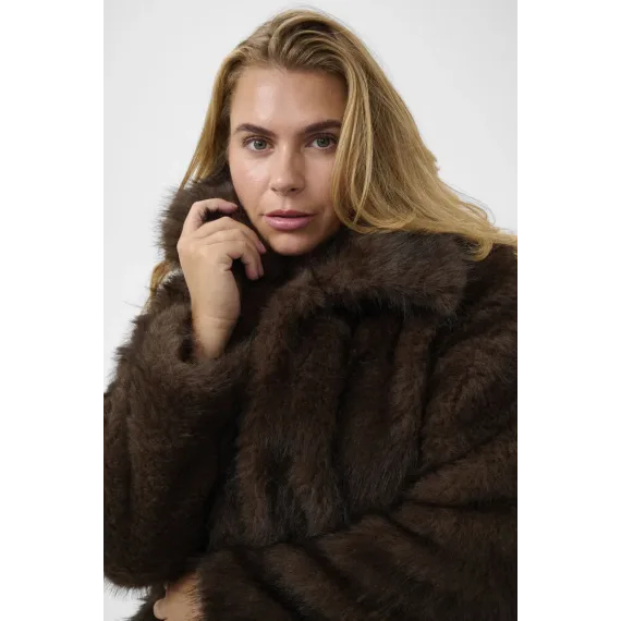 Kaffe Caurola Coat Dark Brown Fur