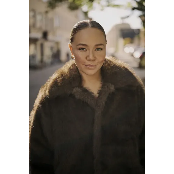 Kaffe Caurola Coat Dark Brown Fur