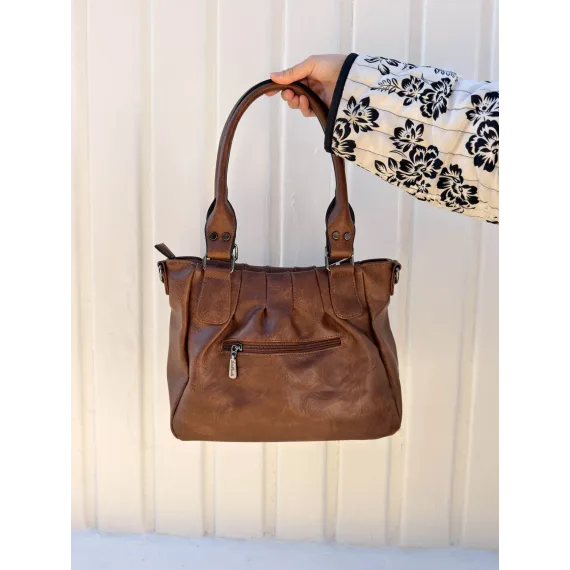 GPC Ruffle Handbag Cognac